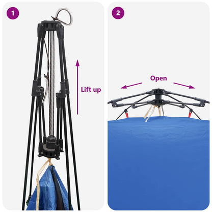 Detail van het quick-release mechanisme van de vidaXL Instant Tent in azure blauw.