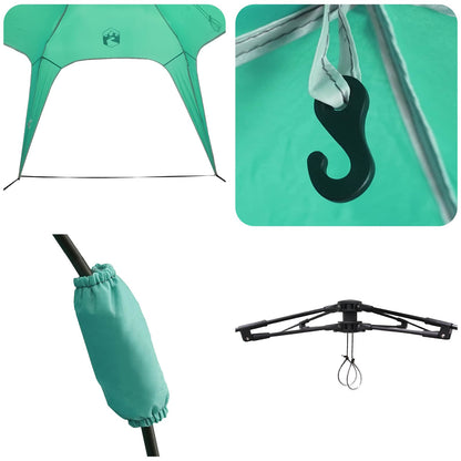 Detail van de quick-release haak en bevestigingspunten van de vidaXL Instant Tent in zeegroen.