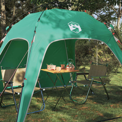Detail van de vidaXL Instant Tent in zeegroen met opzet voor een gezellige zithoek.