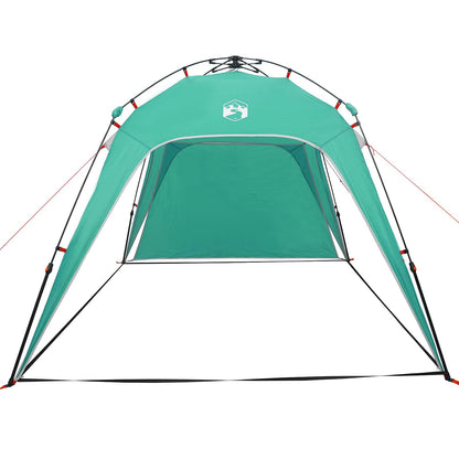 Detail van de vidaXL Instant Tent in zeegroen, met een openstaande voorkant en stevige constructie.