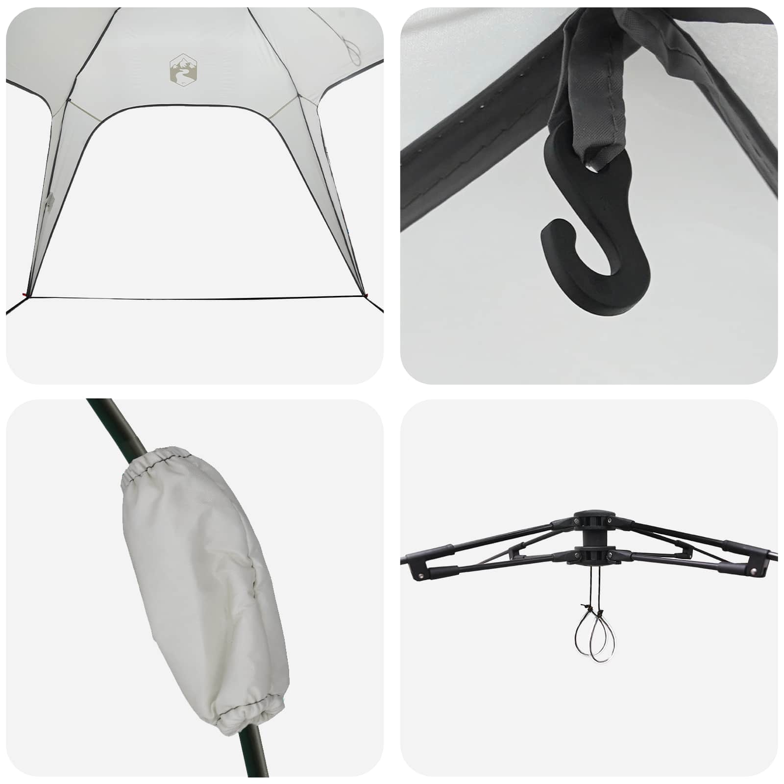 Detail van de haak en bevestigingsmechanisme van de vidaXL Instant Tent.
