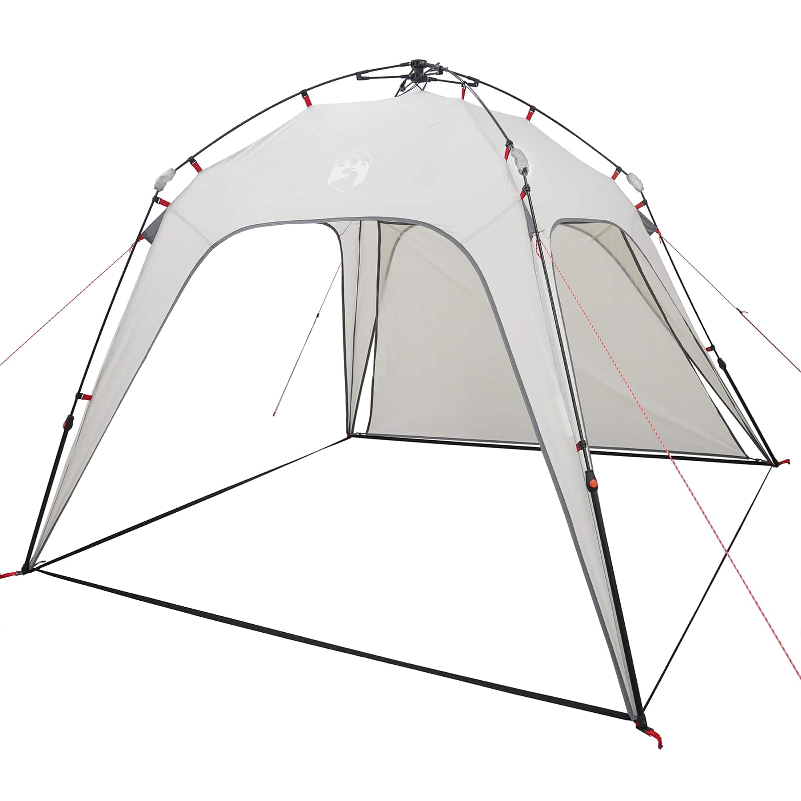 Detail van de vidaXL Instant Tent met grijze doek en stevige constructie in zijaanzicht.
