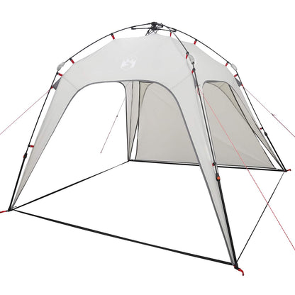 Detail van de vidaXL Instant Tent met grijze doek en stevige constructie in zijaanzicht.