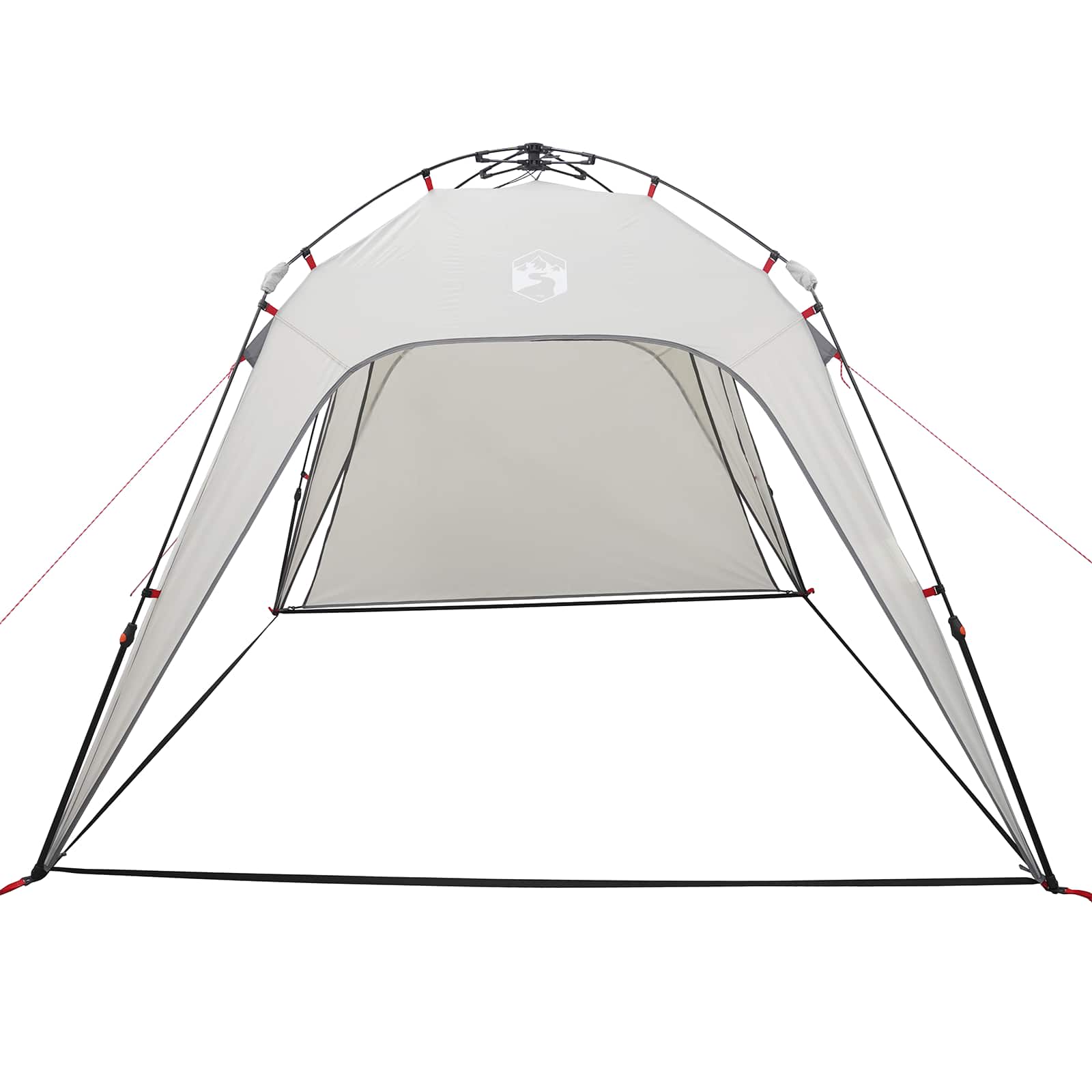 Zijaanzicht van de vidaXL Instant Tent in grijs met open voorkant en stevige constructie.