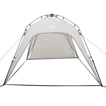 Zijaanzicht van de vidaXL Instant Tent in grijs met open voorkant en stevige constructie.