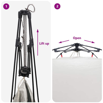 Detail van het quick-release mechanisme van de vidaXL 4-Person tent in grijs.