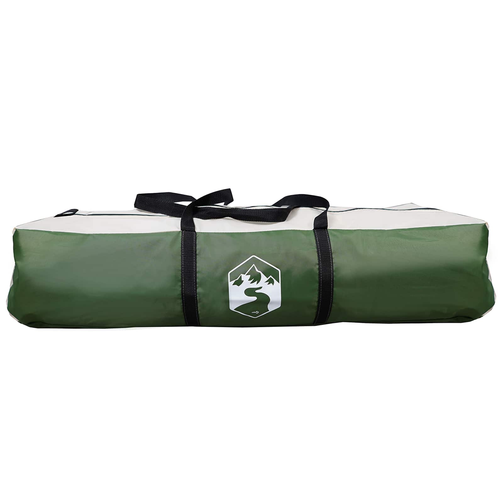 Groene opbergtas van de vidaXL Instant tent met logo en stevige handvatten.