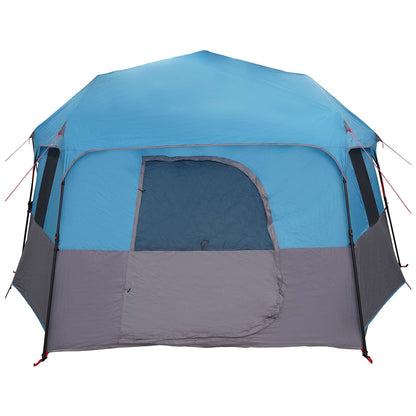 Detail van de vidaXL Instant tent met blauwe bovenkant en grijze zijwanden, zijaanzicht.