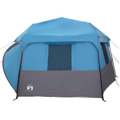 Detail van de vidaXL Instant tent met blauwe bovenkant en grijze zijwanden.