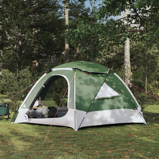 Koepeltent vidaXL Groen met verwijderbare regenkap, opstelling in bosrijke omgeving.