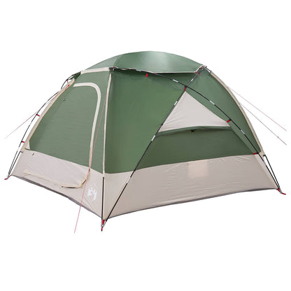 Detail van de vidaXL Koepeltent in groen, met zijvenster en stevige bevestigingslijnen.