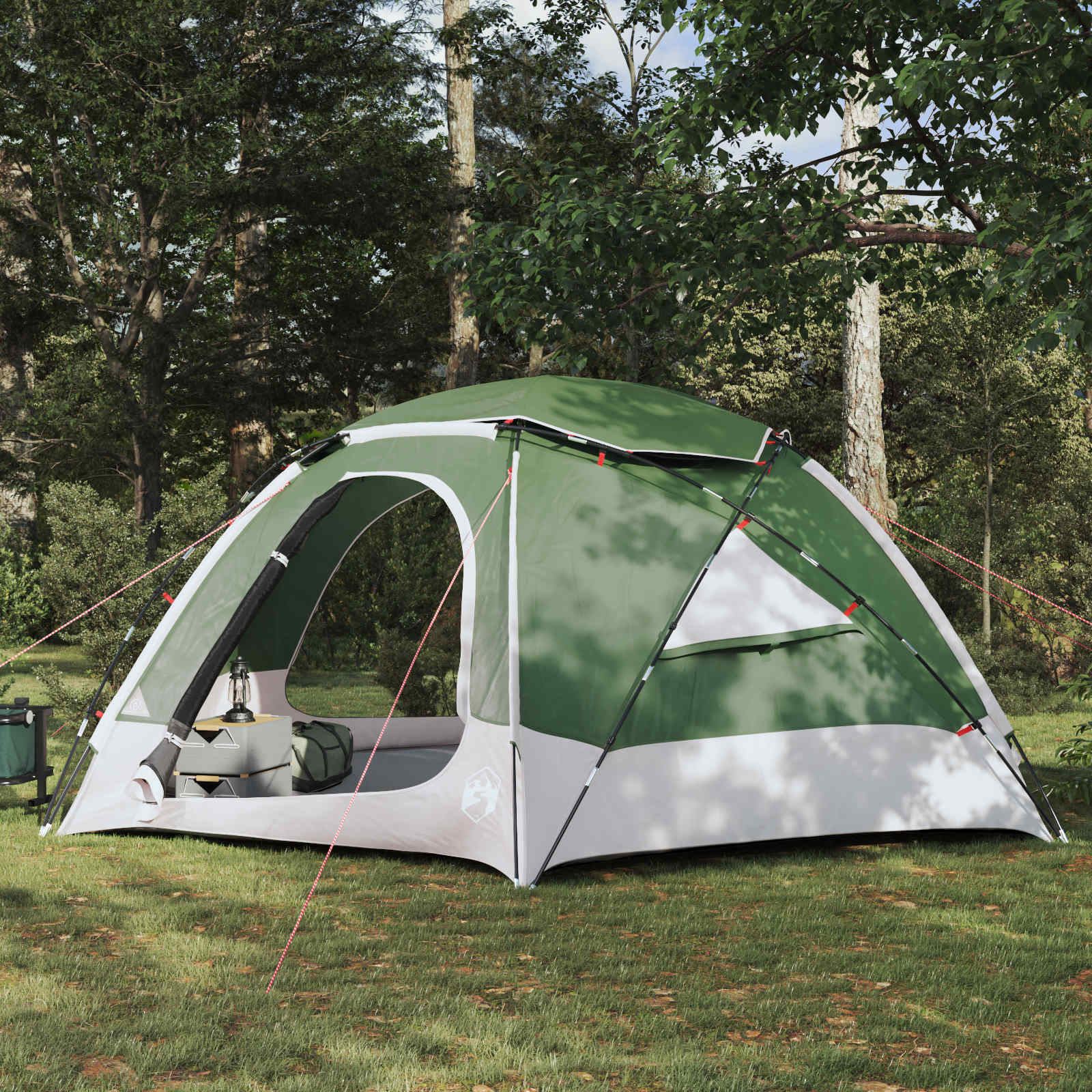 Koepeltent vidaXL in groen met verwijderbare regenkap, zijaanzicht in de natuur.