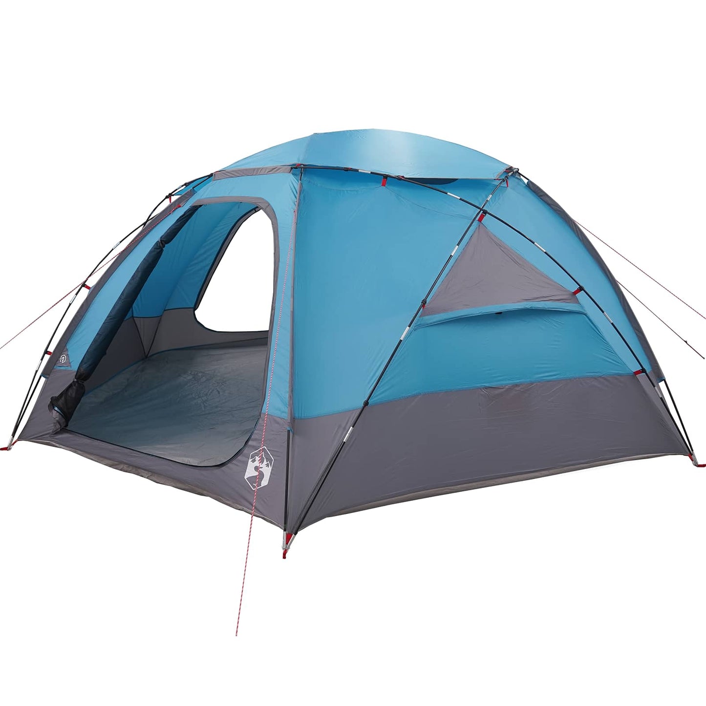 Detail van de vidaXL Koepeltent in blauw, met verwijderbare regenkap en zijopening.