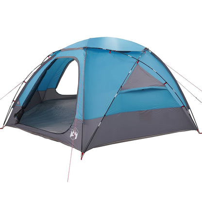 Detail van de vidaXL Koepeltent in blauw, met verwijderbare regenkap en zijopening.