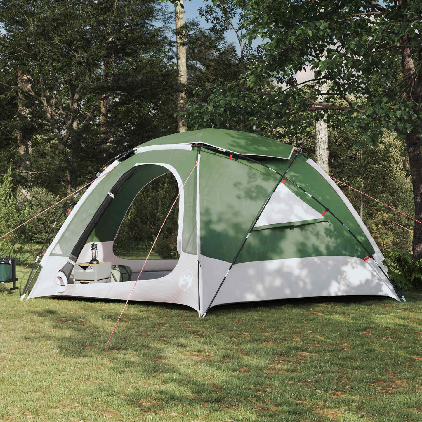 Groene vidaXL koepeltent met verwijderbare regenkap, zijaanzicht in de natuur.