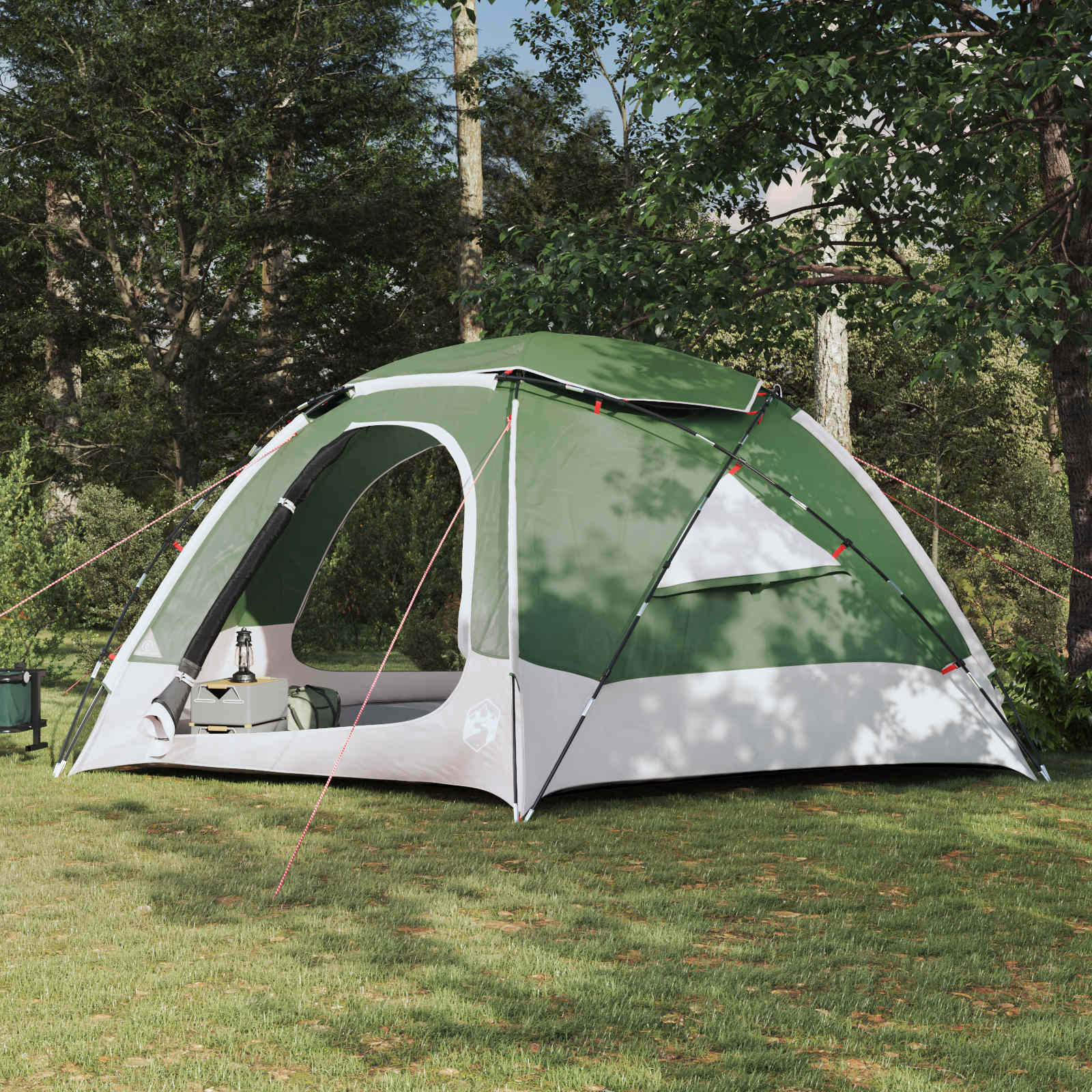 Groene vidaXL koepeltent met verwijderbare regenkap, zijaanzicht in de natuur.