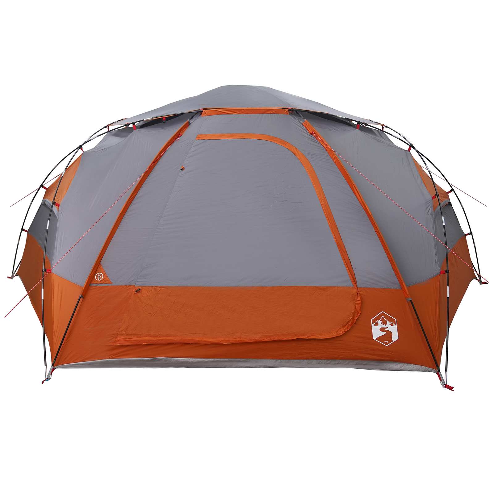 Detail van de vidaXL koepeltent met grijze en oranje kleuren, zijaanzicht.