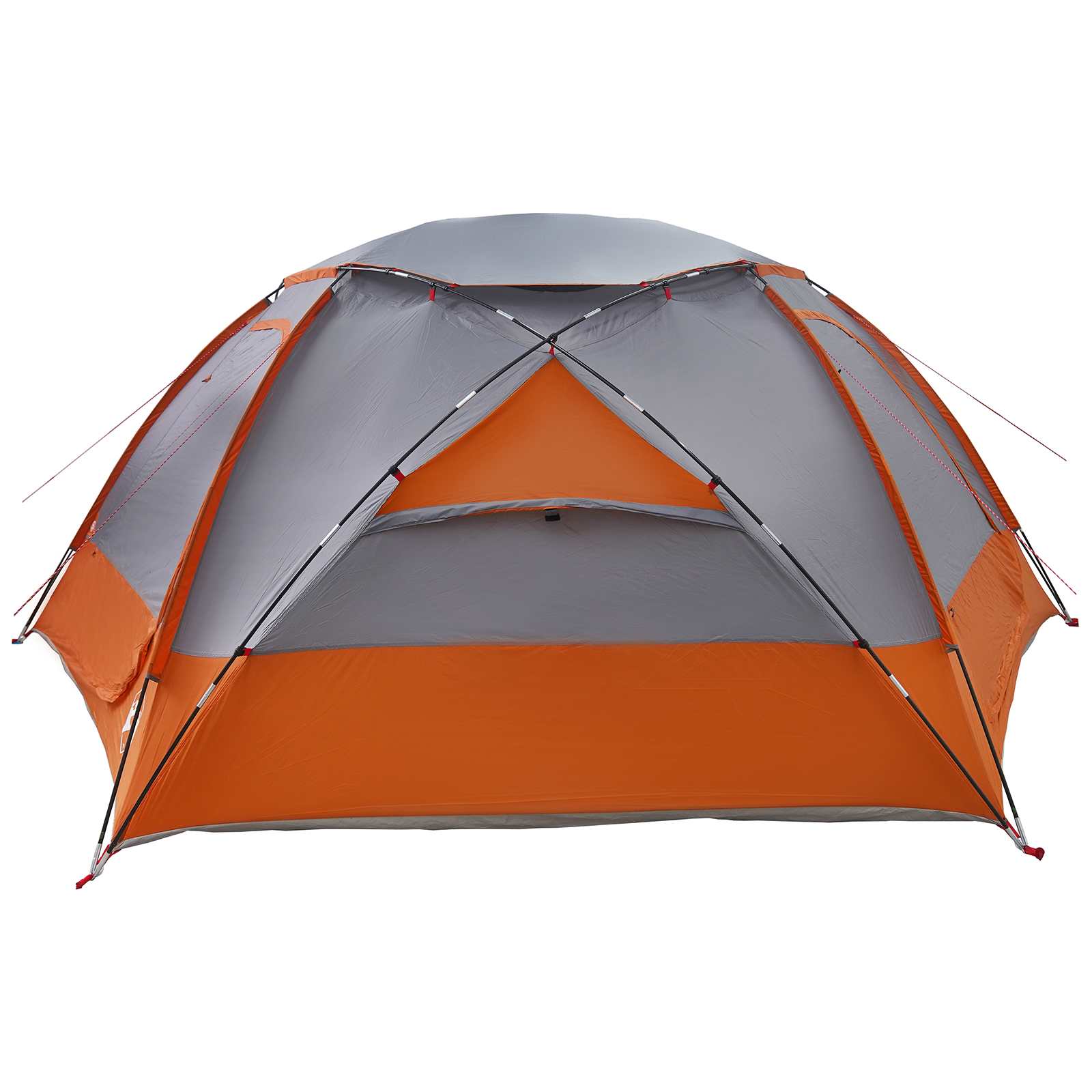 Detail van de vidaXL koepeltent met grijs en oranje kleur, zijaanzicht.