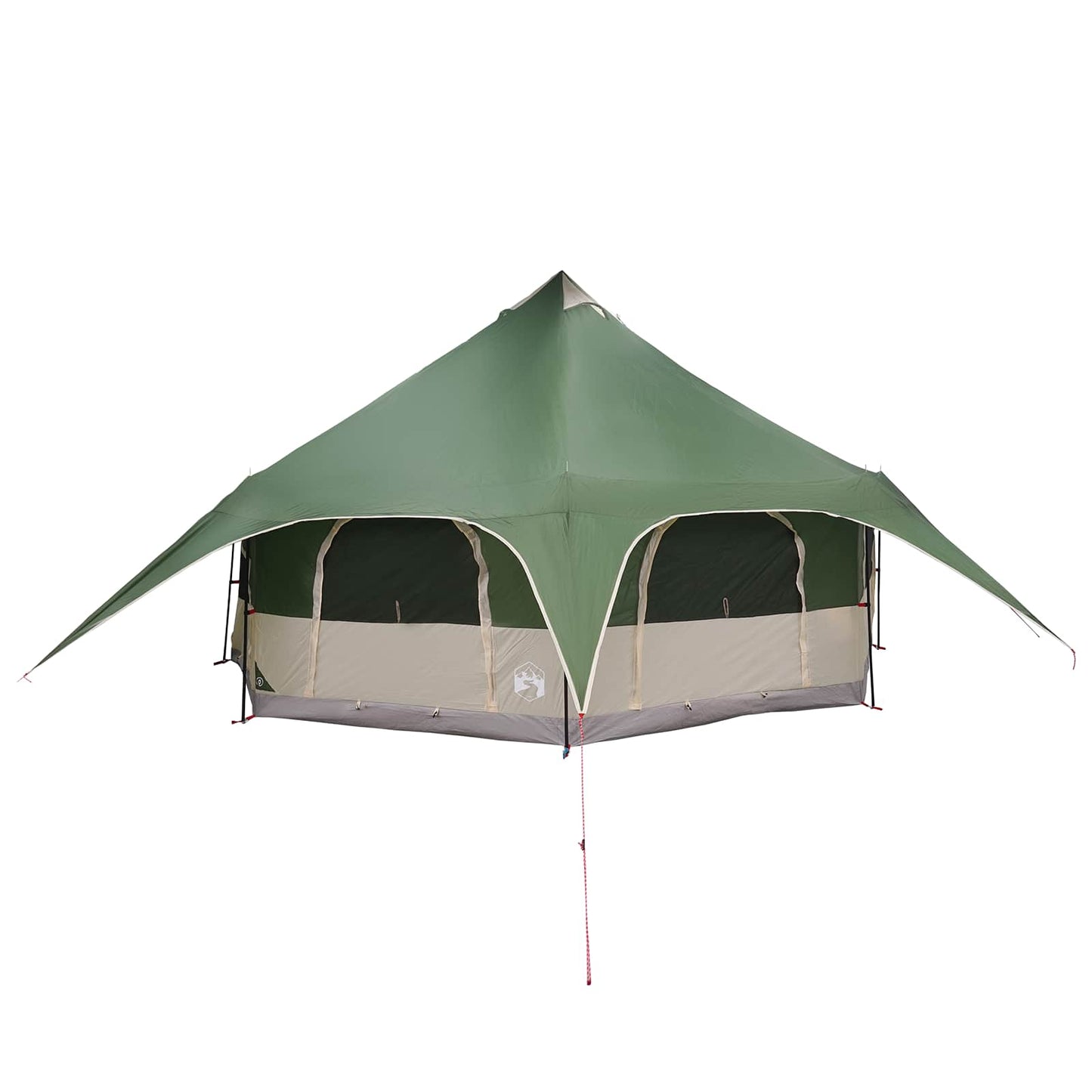 Detail van de vidaXL Gezinstent in groen met een stevig frame en waterbestendige coating.