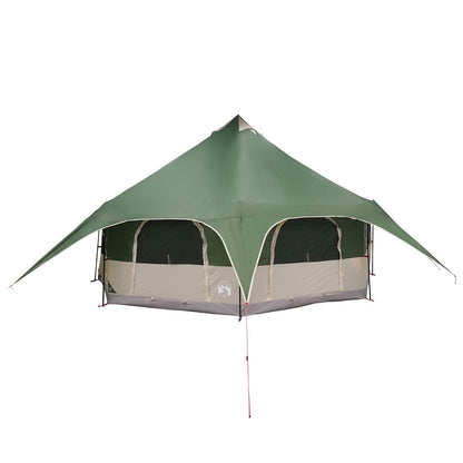 Detail van de vidaXL Gezinstent in groen met een stevig frame en waterbestendige coating.