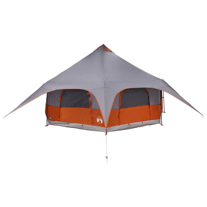 Detail van de vidaXL Gezinstent in grijs en oranje, met een ruime opzet en ventilatieroosters.