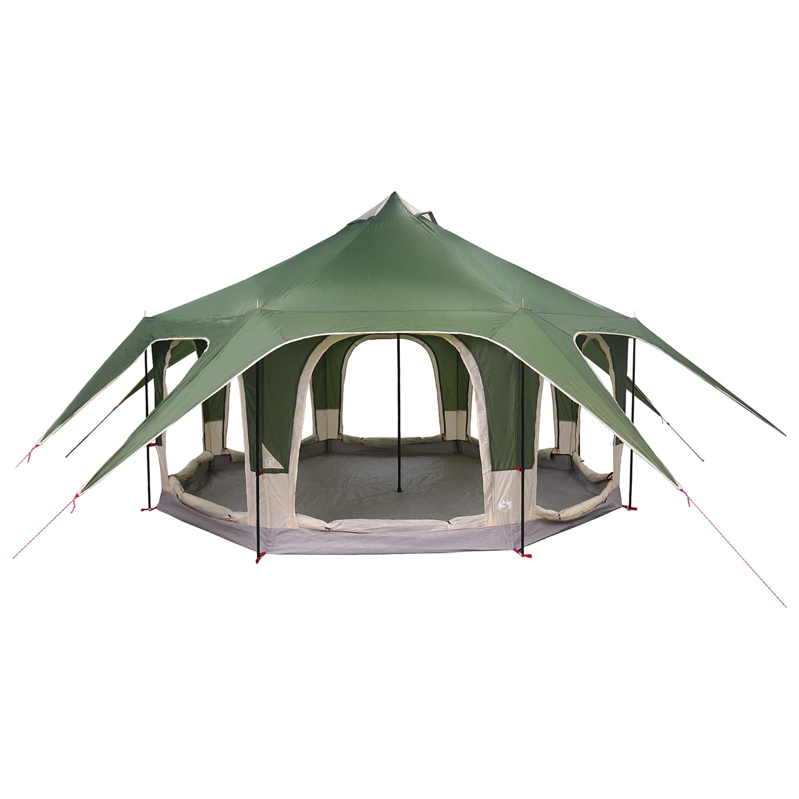 Zijaanzicht van de vidaXL gezinstent in groen, met ruime opzet en ventilatieopeningen.
