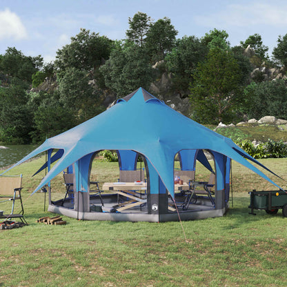 Blauwe vidaXL gezinstent voor 5 personen met een ruim interieur en stevige constructie.