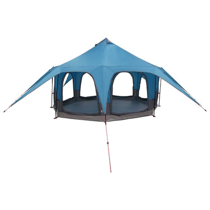 Zijaanzicht van de vidaXL Blauw 5-persoons gezinstent met openingen voor ventilatie.