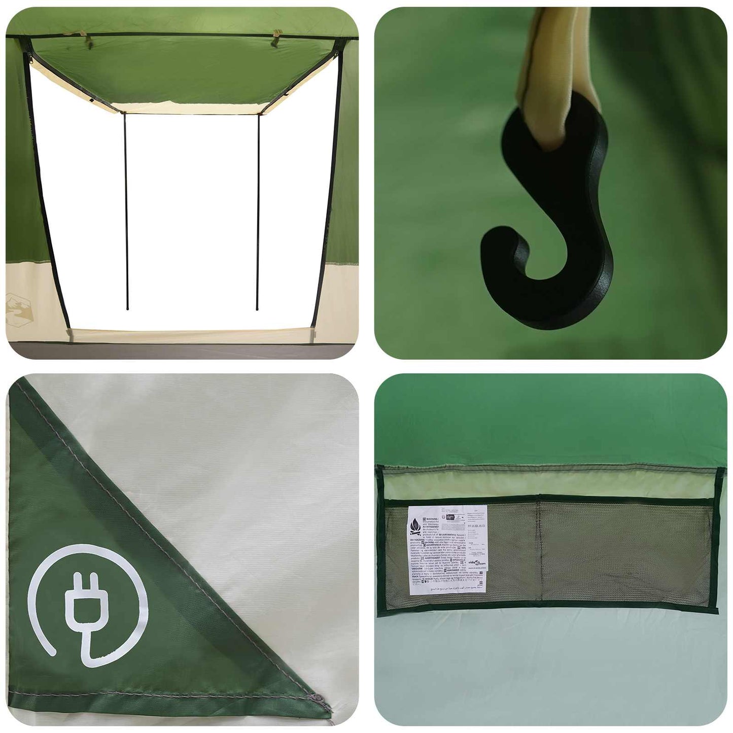 Detail van de groene vidaXL partytent met haak en bevestigingspunten voor extra stabiliteit.