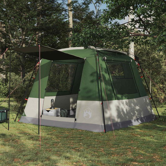 Groene vidaXL partytent voor 10 personen met waterdichte PU-coating in een natuurlijke omgeving.