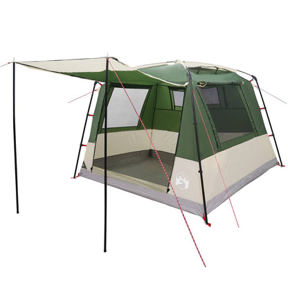 Detail van de vidaXL groene partytent met open zijwanden en bevestigingslijnen.