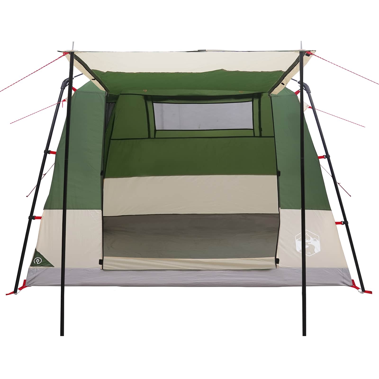 Detail van de vidaXL partytent in groen, met open zijwand en ventilatierooster.