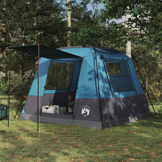 Blauwe vidaXL partytent voor 10 personen, waterdicht en ideaal voor buitenbijeenkomsten.