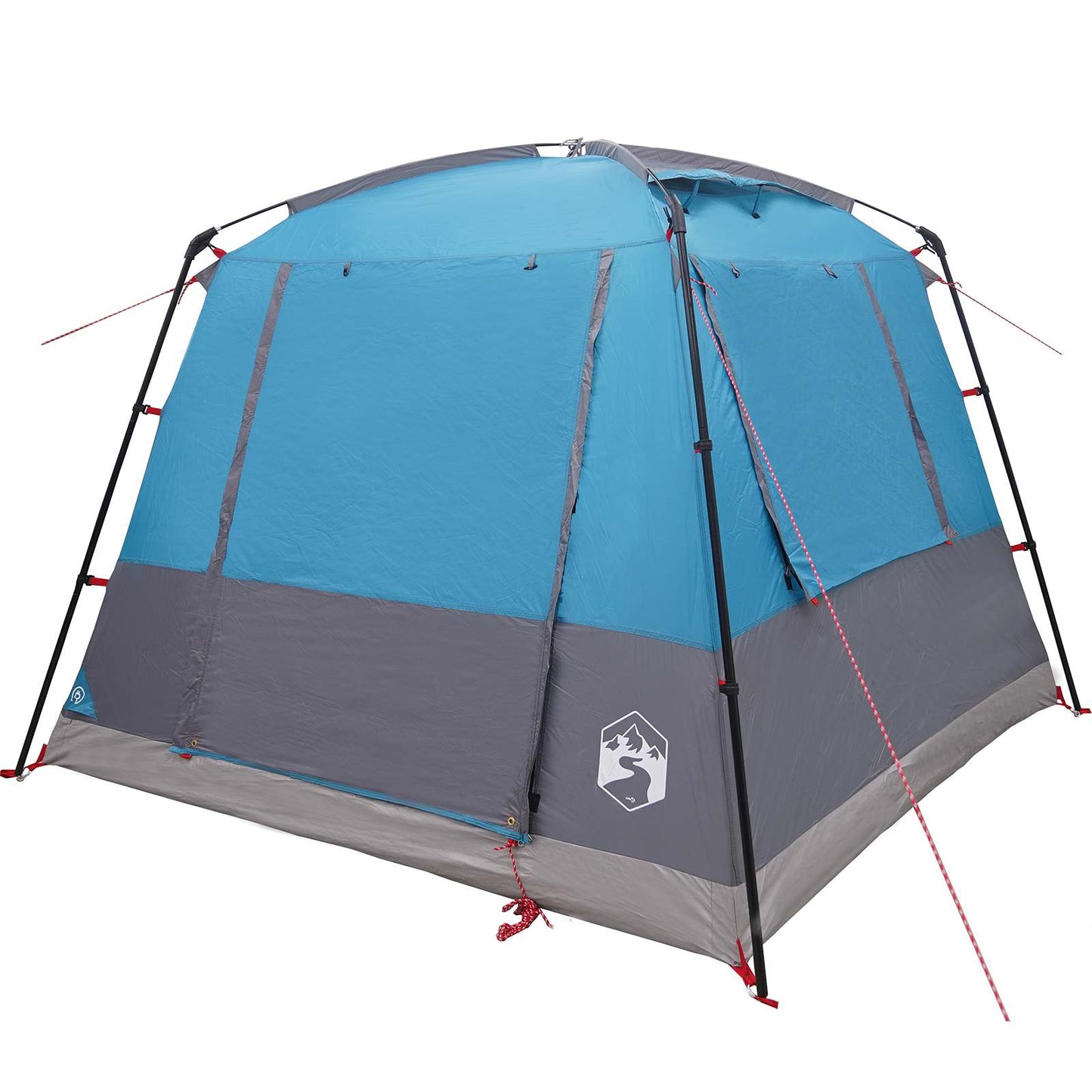 Detail van de vidaXL partytent in blauw, met waterdichte polyester en stevige stangen.