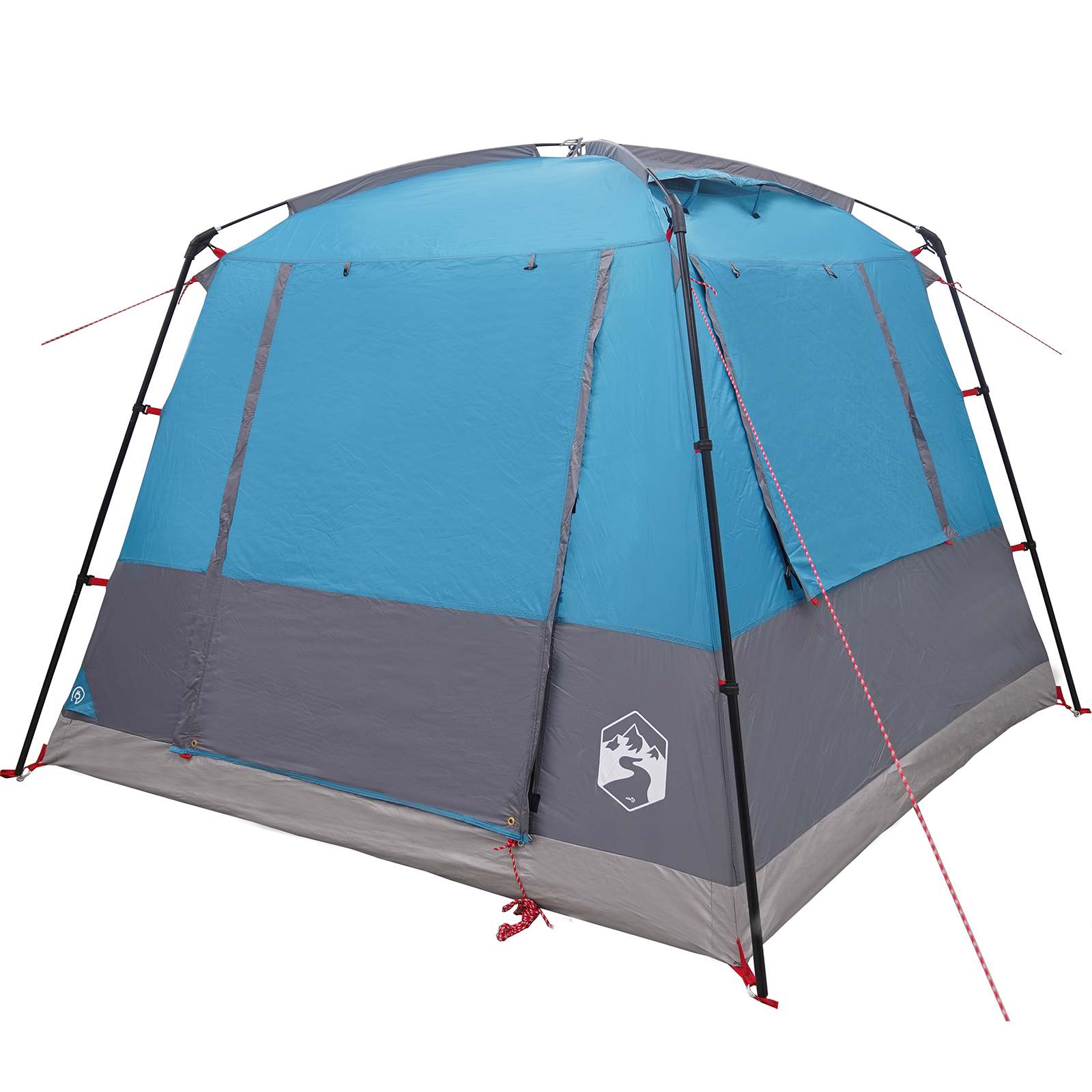 Detail van de vidaXL partytent in blauw, met waterdichte polyester en stevige stangen.