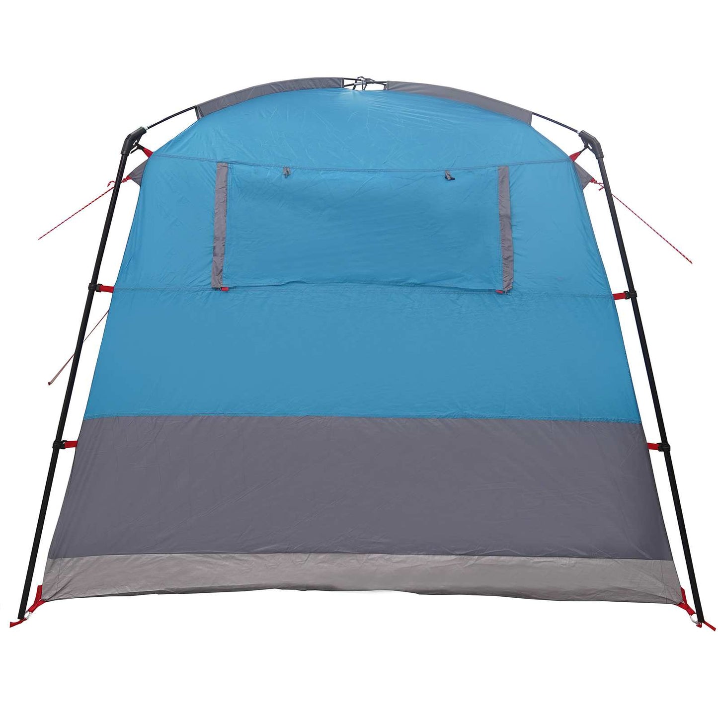 Detail van de blauwe vidaXL partytent met grijze onderrand en zijvenster.