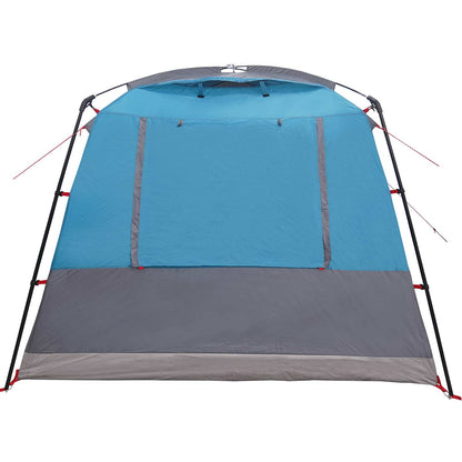 Detail van de vidaXL partytent in blauw, met een waterdichte voorkant en stevige bevestigingen.