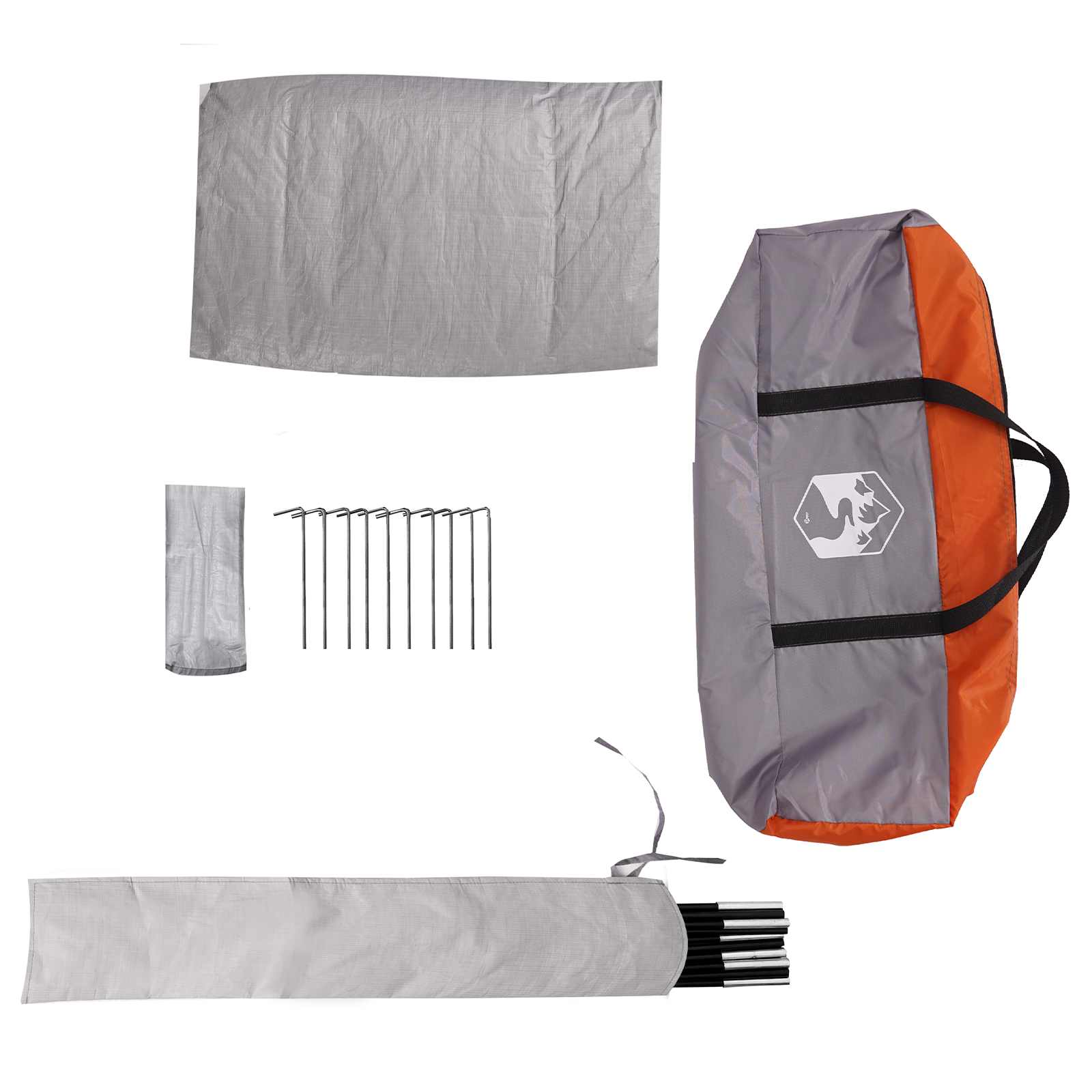 Detail van de grijze en oranje draagtas met accessoires voor de vidaXL partytent.