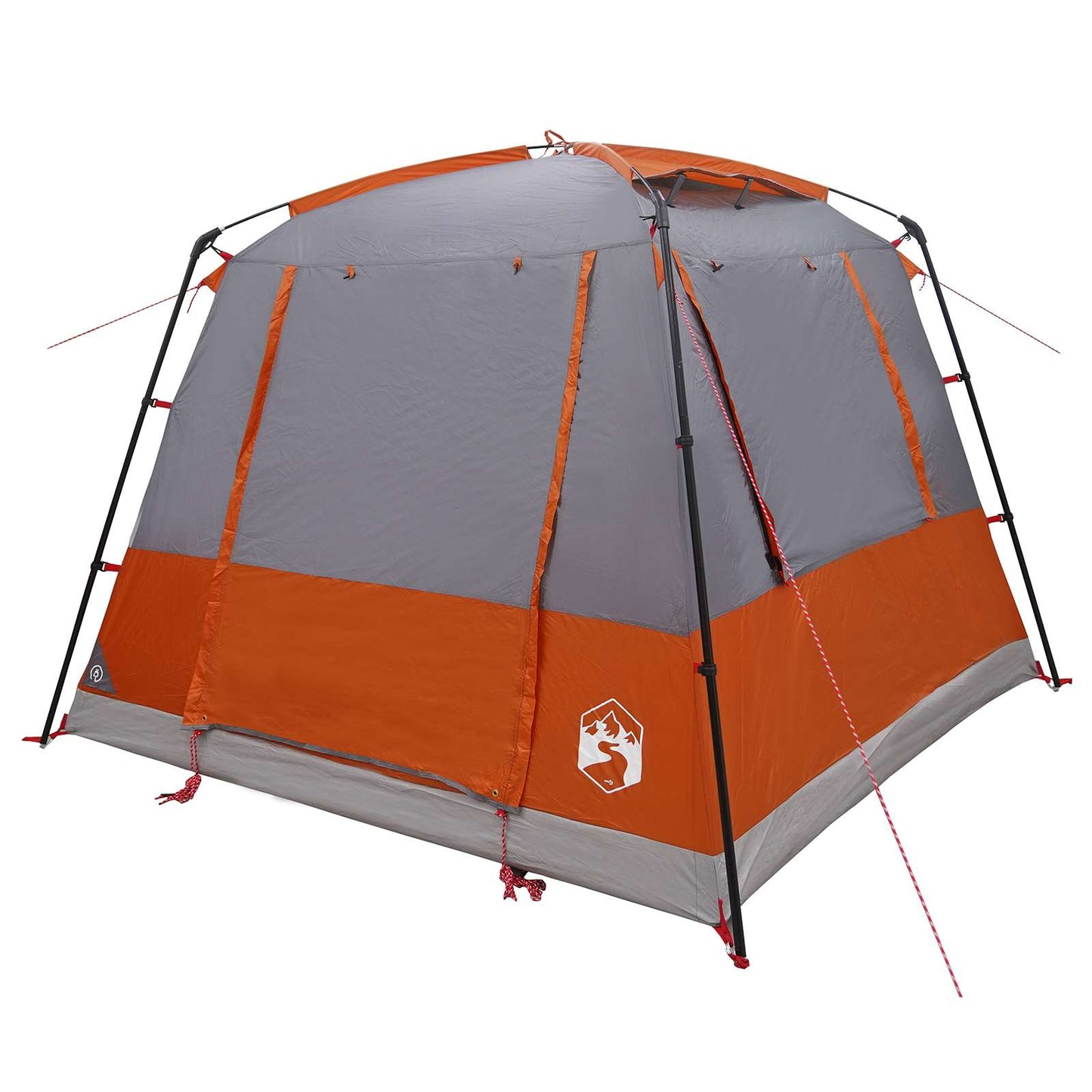 Detail van de vidaXL partytent in grijs en oranje, zijaanzicht met stevige stokken.