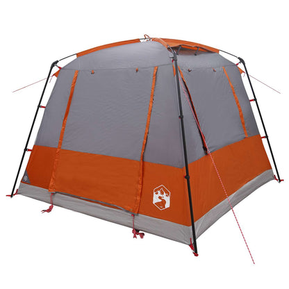 Detail van de vidaXL partytent in grijs en oranje, zijaanzicht met stevige stokken.