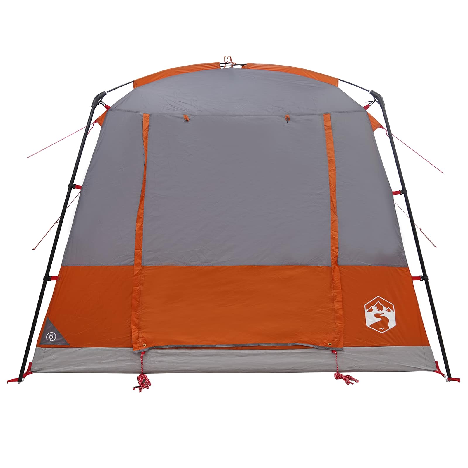 Detail van de grijs-oranje vidaXL partytent met een stevige voorzijde en ventilatieopeningen.