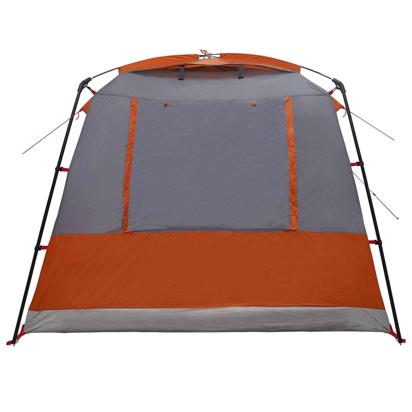 Zijaanzicht van de vidaXL partytent in grijs en oranje met openingen voor ventilatie.