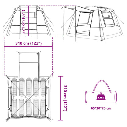Detailtekening van de vidaXL Partytent Grijs en Oranje met afmetingen en draagtas.