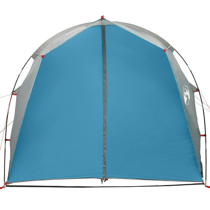 Zijaanzicht van de vidaXL tunneltent in blauw met een gladde, waterafstotende stof.