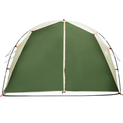Detail van de groene vidaXL tunneltent met stevige ritssluiting en gaasramen.
