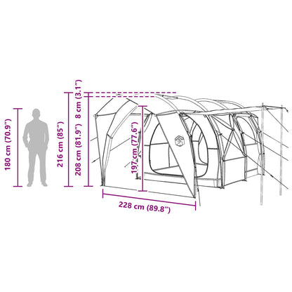 Technische tekening van de vidaXL Tunneltent met afmetingen en details van het ontwerp.