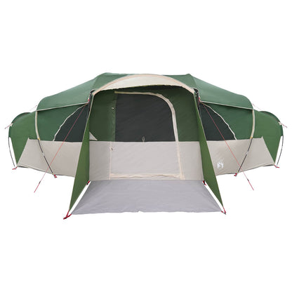 Detail van de vidaXL tunnelvormige tent met dubbele deuren en waterafstotend groen doek.