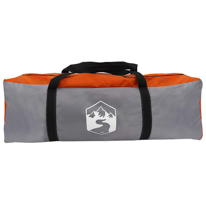 Grijze en oranje tenttas van vidaXL, met handvat en merklogo aan de voorkant.