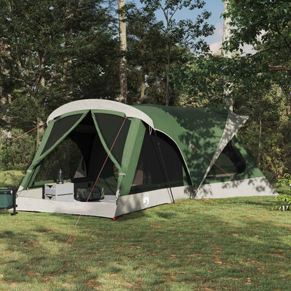 Ruime vidaXL gezinstent in groen met een comfortabele ingang, geplaatst in een bosrijke omgeving.