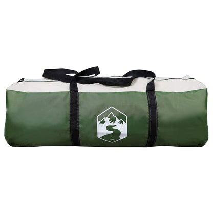 Groene vidaXL gezinstent opbergzak met zwart-witte handvatten en logo.